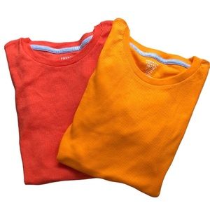 NEW NWT 2 FRENCH TOAST crew neck ribbed tee shirts in orange size 10 / 12